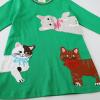 FreeLu Toddler Girls Cartoon Applique Dresses Striped Casual Dress Cotton Jersey Longsleeve T-Shirt (6T,Kittens) view 2