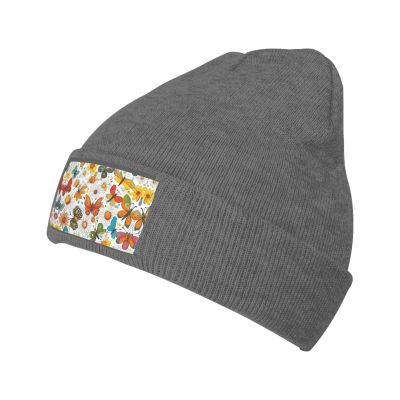 Butterfly Daisy Fashionable Adult Knitted Wool Hat,Unisex Brimless Cap,Ideal for Casual Wear