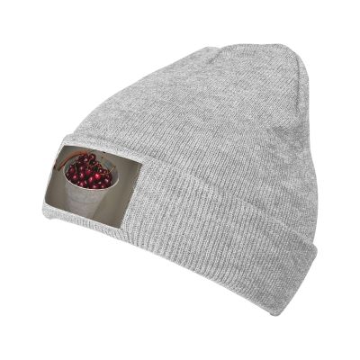 Bucket with Full of Cherries Fashionable Adult Knitted Wool Hat,Unisex Brimless Cap,Ideal for Casual Wear