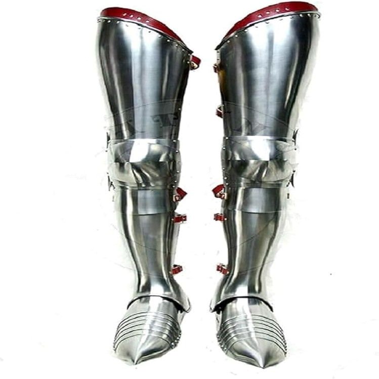 Medieval Gothic Leg SCA Armor Complete Fluted Cuisines Knees and Greaves Silver Leg Armor Greaves Armor Cosplay Ren Faire Costume Samurai Armor Leather Arm Guards Knight Armor Boots Men Armor Costume