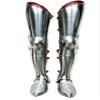 Medieval Gothic Leg SCA Armor Complete Fluted Cuisines Knees and Greaves Silver Leg Armor Greaves Armor Cosplay Ren Faire Costume Samurai Armor Leather Arm Guards Knight Armor Boots Men Armor Costume view 1