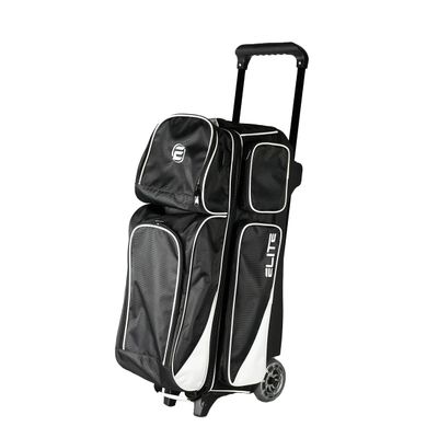ELITE Deluxe 3-Ball Roller Bowling Bag | Spacious Bowling Bags | Rolling Bag with 5 Smooth and Sturdy Wheels | Holds Up to 3 Bowling Balls | Built-in USB Charging Port