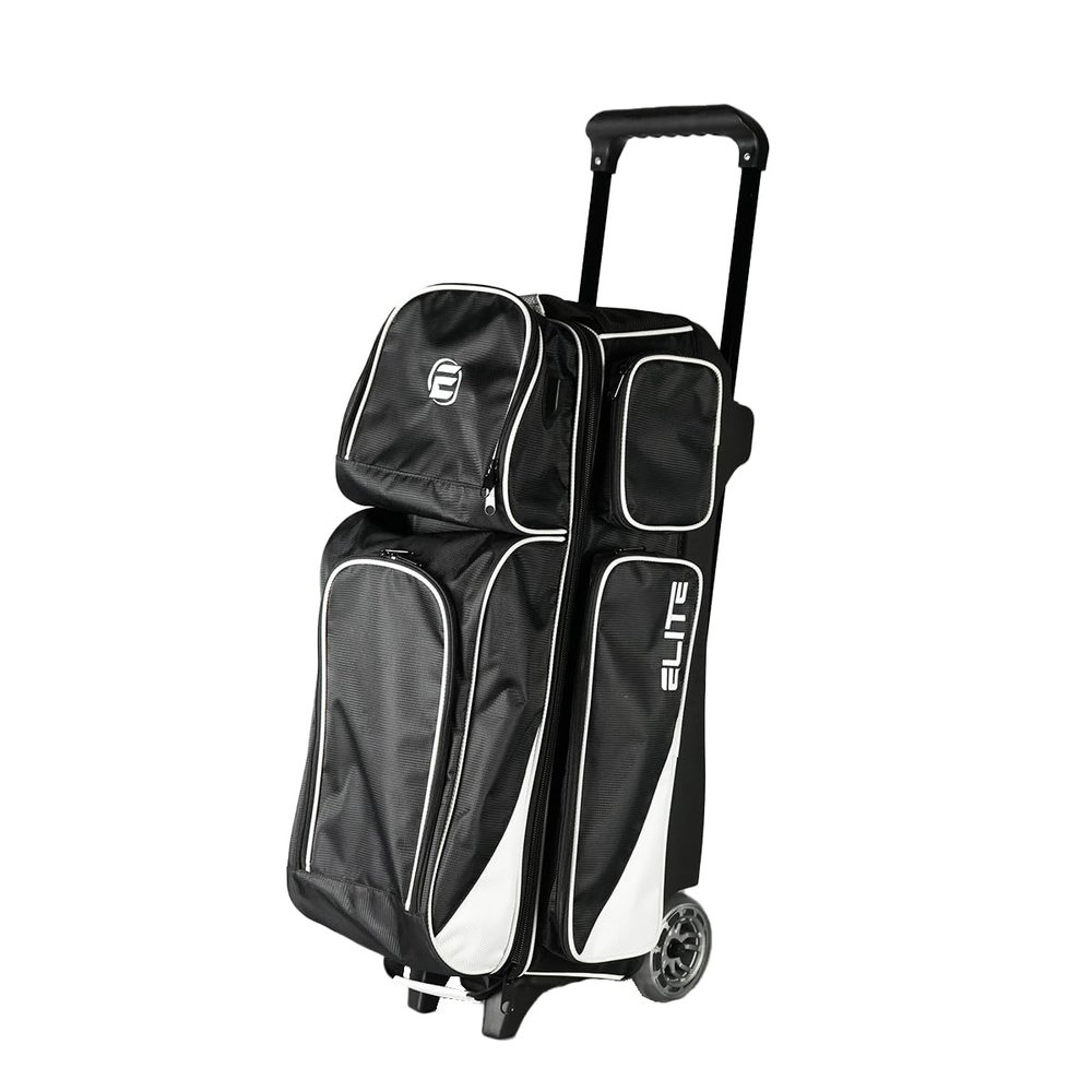 ELITE Deluxe 3-Ball Roller Bowling Bag | Spacious Bowling Bags | Rolling Bag with 5 Smooth and Sturdy Wheels | Holds Up to 3 Bowling Balls | Built-in USB Charging Port