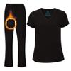 ACTIVE UNIFORMS Women's V-Neck Petite Size Scrub Set Cool Stretch Scrub Top and Cargo Pant Set (Black, Medium-Petite) view 1