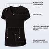 ACTIVE UNIFORMS Women's V-Neck Petite Size Scrub Set Cool Stretch Scrub Top and Cargo Pant Set (Black, Medium-Petite) view 2