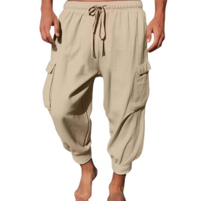 Buddhi Mens 2024 Harem Pants Casual Loose Hippie Yoga Beach Pants Elastic Waist Beach Boho Yoga Trousers Drop Crotch Cotton Trousers Baggy Joggers Khaki