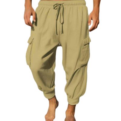 Buddhi Mens 2024 Harem Pants Casual Loose Hippie Yoga Beach Pants Elastic Waist Beach Boho Yoga Trousers Drop Crotch Cotton Trousers Baggy Joggers Brown