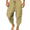 Buddhi Mens 2024 Harem Pants Casual Loose Hippie Yoga Beach Pants Elastic Waist Beach Boho Yoga Trousers Drop Crotch Cotton Trousers Baggy Joggers Brown view 1