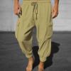 Buddhi Mens 2024 Harem Pants Casual Loose Hippie Yoga Beach Pants Elastic Waist Beach Boho Yoga Trousers Drop Crotch Cotton Trousers Baggy Joggers Brown view 2