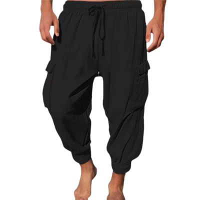 Buddhi Mens 2024 Harem Pants Casual Loose Hippie Yoga Beach Pants Elastic Waist Beach Boho Yoga Trousers Drop Crotch Cotton Trousers Baggy Joggers Black