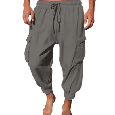 Buddhi Mens 2024 Harem Pants Casual Loose Hippie Yoga Beach Pants Elastic Waist Beach Boho Yoga Trousers Drop Crotch Cotton Trousers Baggy Joggers Grey