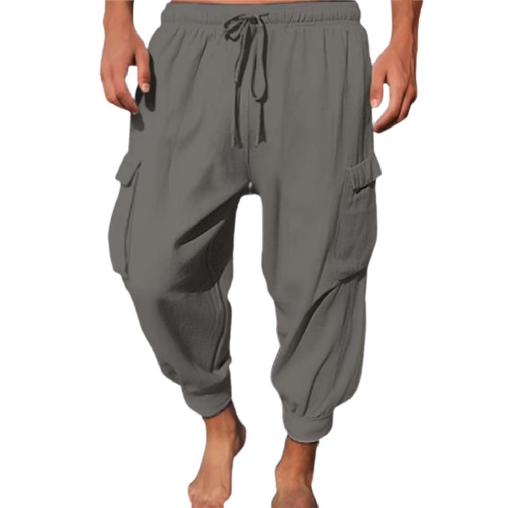 Buddhi Mens 2024 Harem Pants Casual Loose Hippie Yoga Beach Pants Elastic Waist Beach Boho Yoga Trousers Drop Crotch Cotton Trousers Baggy Joggers Grey