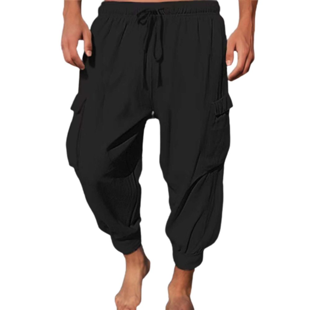 Buddhi Mens 2024 Harem Pants Casual Loose Hippie Yoga Beach Pants Elastic Waist Beach Boho Yoga Trousers Drop Crotch Cotton Trousers Baggy Joggers Black