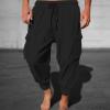 Buddhi Mens 2024 Harem Pants Casual Loose Hippie Yoga Beach Pants Elastic Waist Beach Boho Yoga Trousers Drop Crotch Cotton Trousers Baggy Joggers Black view 2