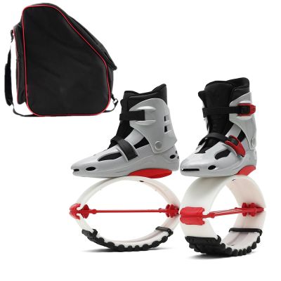 EvikoO Red Silver Kangaroo Jumping Shoes with Storage Bag - Outdoor Running and Jumping Training Fitness Shoes Adjustable Moon Shoes (Color : Red+Silver, Size : X-Large)