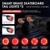BCOIIUE Smart Skateboard tail Lights,2-pack Brake Sensing,5 Mods,Quick-Release,with Mounts view 2