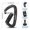 Lasehuh UIAA Certified 25KN Auto Locking Climbing Carabiner Clips, D Shaped, Twist Lock, and Heavy Duty Carabiners for Rock Climbing, Rappelling,3.93 Inch, Large Size. (Black Silver-2PCS) view 2