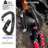 Lasehuh UIAA Certified 25KN Auto Locking Climbing Carabiner Clips, D Shaped, Twist Lock, and Heavy Duty Carabiners for Rock Climbing, Rappelling,3.93 Inch, Large Size. (Black Silver-2PCS) view 3