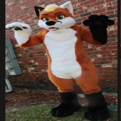 PROPSCOS Furry Fox Dog Brown Wolf Cartoon Mascot Costume Dress Outfit (L)