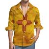 Distressed New Mexico Flag Fashion Mens Long Sleeve Shirt Button-Down Tops T Shirts Casual Pocket Tees 2XL view 1
