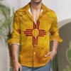 Distressed New Mexico Flag Fashion Mens Long Sleeve Shirt Button-Down Tops T Shirts Casual Pocket Tees 2XL view 2