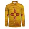 Distressed New Mexico Flag Fashion Mens Long Sleeve Shirt Button-Down Tops T Shirts Casual Pocket Tees 2XL view 3