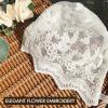 Baby Girl Bonnet Eyelet Lace Cotton Christening Bonnet Toddler Handmade Beanie Sun Protection Hat (Rose, 3-9M) view 4