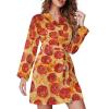 Italian Pepperoni Pizza Soft Womens Robe Lightweight Sleepwear Long Sleeves Short Bathrobe Loungewear L view 1