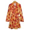 Italian Pepperoni Pizza Soft Womens Robe Lightweight Sleepwear Long Sleeves Short Bathrobe Loungewear L view 3