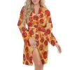 Italian Pepperoni Pizza Soft Womens Robe Lightweight Sleepwear Long Sleeves Short Bathrobe Loungewear L view 4