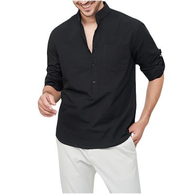 Men's Dress Shirts Casual Long Sleeve Button Down T Shirts Formal Business Work Office Solid Loose Fit Fashion Blouse