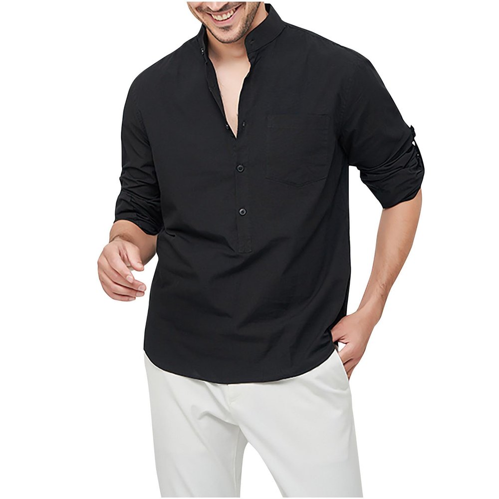 Men's Dress Shirts Casual Long Sleeve Button Down T Shirts Formal Business Work Office Solid Loose Fit Fashion Blouse
