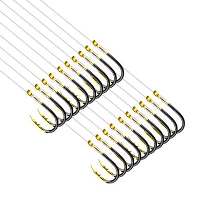 Dyxssm Small Fishing Hooks with Line, Pre Tied Tiny Fishing Hook on Nylon Line (Pack of 20) (Black Gold, 14# (1.1lb-3.3lb))