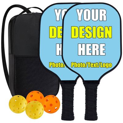 Cazesdoo Personalized Graphite Pickle Balls Paddles Custom Pickle Paddles Add Your Photo,Text,Logo Set Include 2 Pickleballs Paddles with 4 Balls and 1 Portable Carry Bag 40 Colors-Sky-Blue