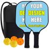Cazesdoo Personalized Graphite Pickle Balls Paddles Custom Pickle Paddles Add Your Photo,Text,Logo Set Include 2 Pickleballs Paddles with 4 Balls and 1 Portable Carry Bag 40 Colors-Sky-Blue view 1