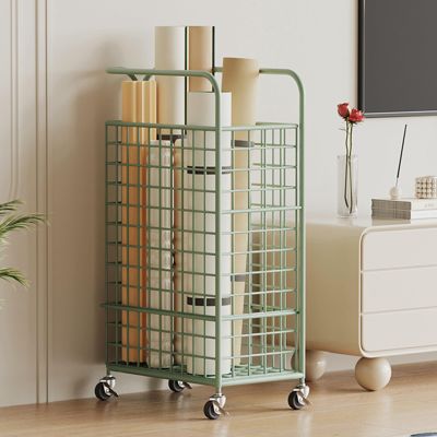 35L Yoga Mat Holder for Home Gym, Movable Yoga Mat Organizer with Wheels, Yoga Mat Equipment Storage Racks, Space-saving Yoga Mat Organizer (Size : Green)