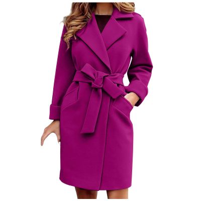 XUNRYAN Trench Coat Women Mid Long Wool-Blend Jackets Slim Fit Winter Fall Casual Blazer Fashion Cardigan Coatigan Overcoat