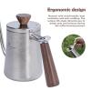 iBasingo 300ml Titanium Gooseneck Kettle for Stove Top Burners Ultralight Pour Over Coffee Maker Drip Filter Kettle Swan Neck Coffeepot with Wood Handle Ti3091D view 4