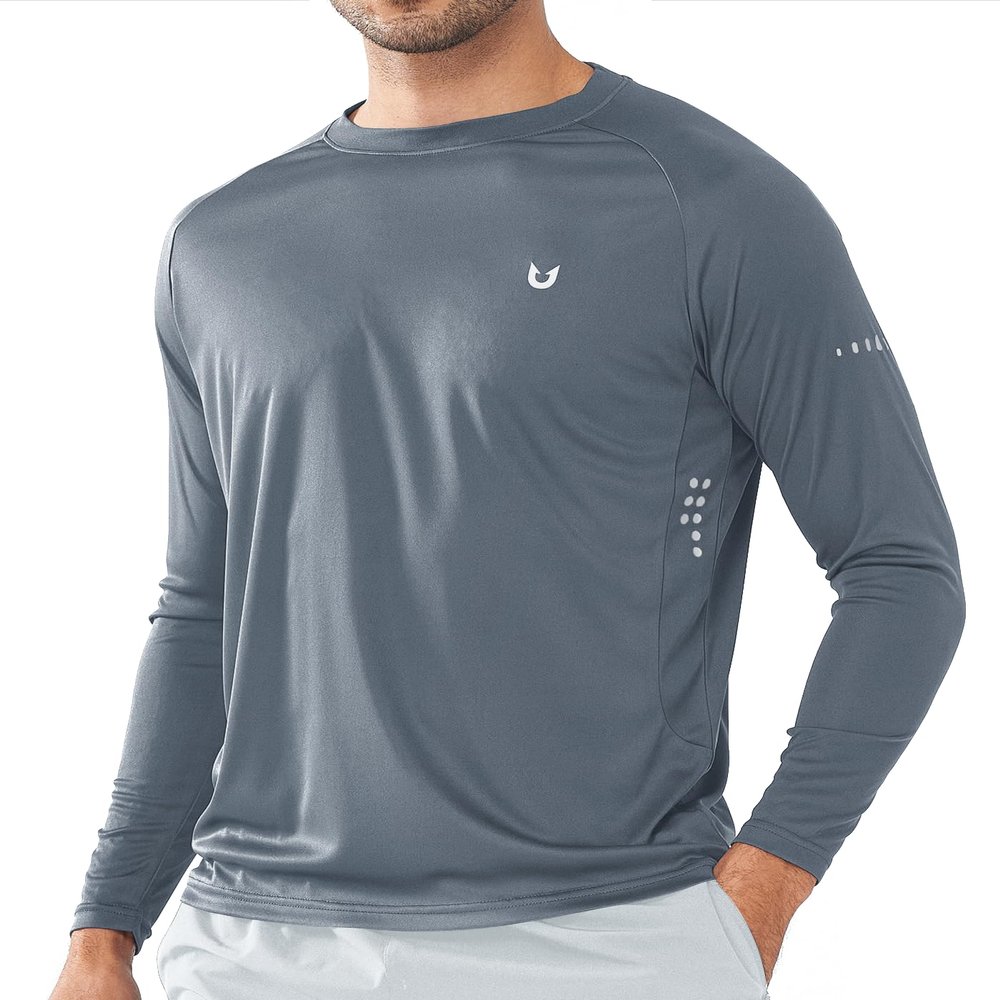 NORTHYARD Men's Sun Protection Shirts UPF 50+ Long Sleeve Swim Rash Guard Shirt Running Workout Athletic Hiking UV Fishing Cloud 4XL