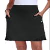 MoFiz 20" Knee Length Skorts Skirt for Women Golf Tennis Skort High Waisted Pleated Athletic Skirt for Sports Workout Summer Casual with Pockets, Black L view 3