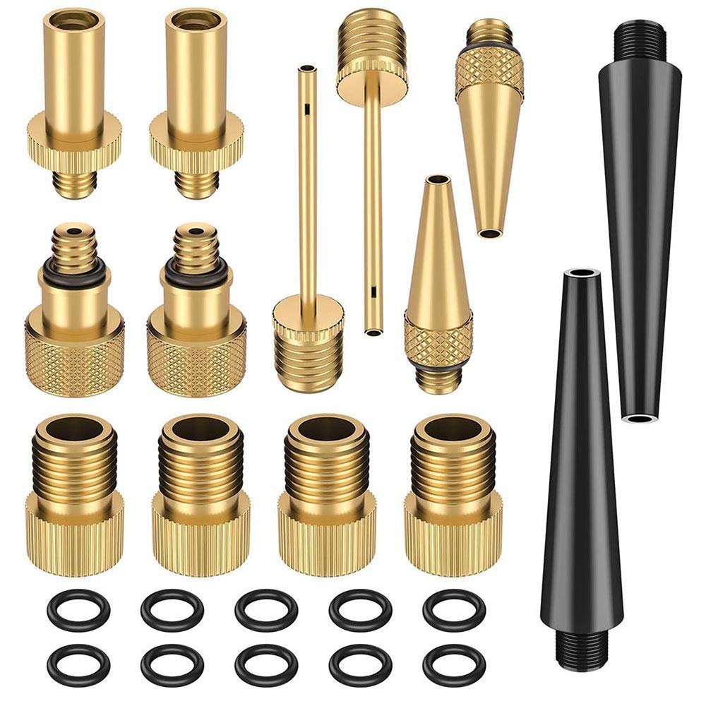 BE-TOOL 24 Pcs Bicycle Valves Adaptor Kit Bike Tube Pump Needle Nozzle Adapter Car Pump Portable for Balloons Basketballs Bicycle Tires Inflatable Toys