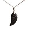 HXSCOO Natural Gemstone Angel Wings Choker Pendant Necklace (Color : Black Agate) view 1