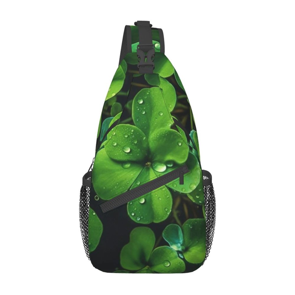 CSGJMYGS Sling Bag for Women Men Green clovers Cross Chest Bag Diagonally Casual Fashion Travel Hiking Daypack