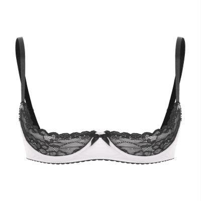 Lejafay Women See Through Lace 1/4 Cups Balconette Bustier Brassiere Padded Underwire Shelf Bra Tops 4#White C 3X-Large