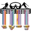 CREATCABIN Ski Medal Holder Display Medal Hanger Medal Wall Mount Frame Sports Medals Hanger Black Wall Decoration Medal Organizer Rack for Hanging 60 Medals Awards Running Football 15.7 x 5.9 Inch view 1