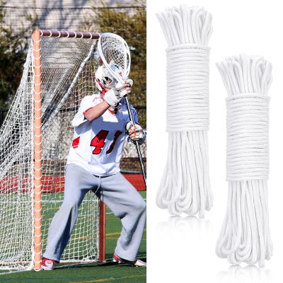 2 Pcs 92ft 4mm Lacrosse Goal Net Lacing Cord Durable Lacing Rope Goal Net for Youth Collegiate, Easy Installation for Backyard, Garden, Playground, Soccer Goals Replacement Frame Not Included(White)