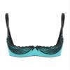 Lejafay Women See Through Lace 1/4 Cups Balconette Bustier Brassiere Padded Underwire Shelf Bra Tops 4#Turquoise C Large view 1