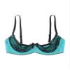 Lejafay Women See Through Lace 1/4 Cups Balconette Bustier Brassiere Padded Underwire Shelf Bra Tops 4#Turquoise C Large view 4