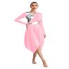 FEESHOW Women's Metallic Color Block Liturgical Praise Dance Dress Irregular Hem Church Worship Dancewear Pink Large view 1