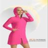 Willit UPF 50+ Women's Swim Cover Up Sun Protection Beach Swimwear Bathing Suit Long Hoodie Jacket SPF Rose Red XXL view 4